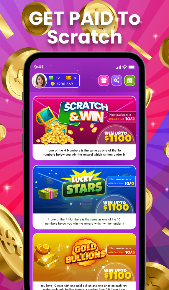 Scratch rewards money